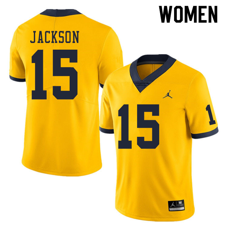 Women #15 Giles Jackson Michigan Wolverines College Football Jerseys Sale-Yellow